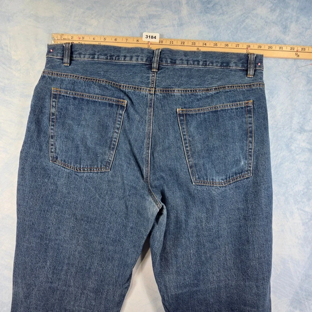 Adventuridge Mens Flannel Lined Jeans 38x32 Medium Wash Blue Denim Plaid Lining